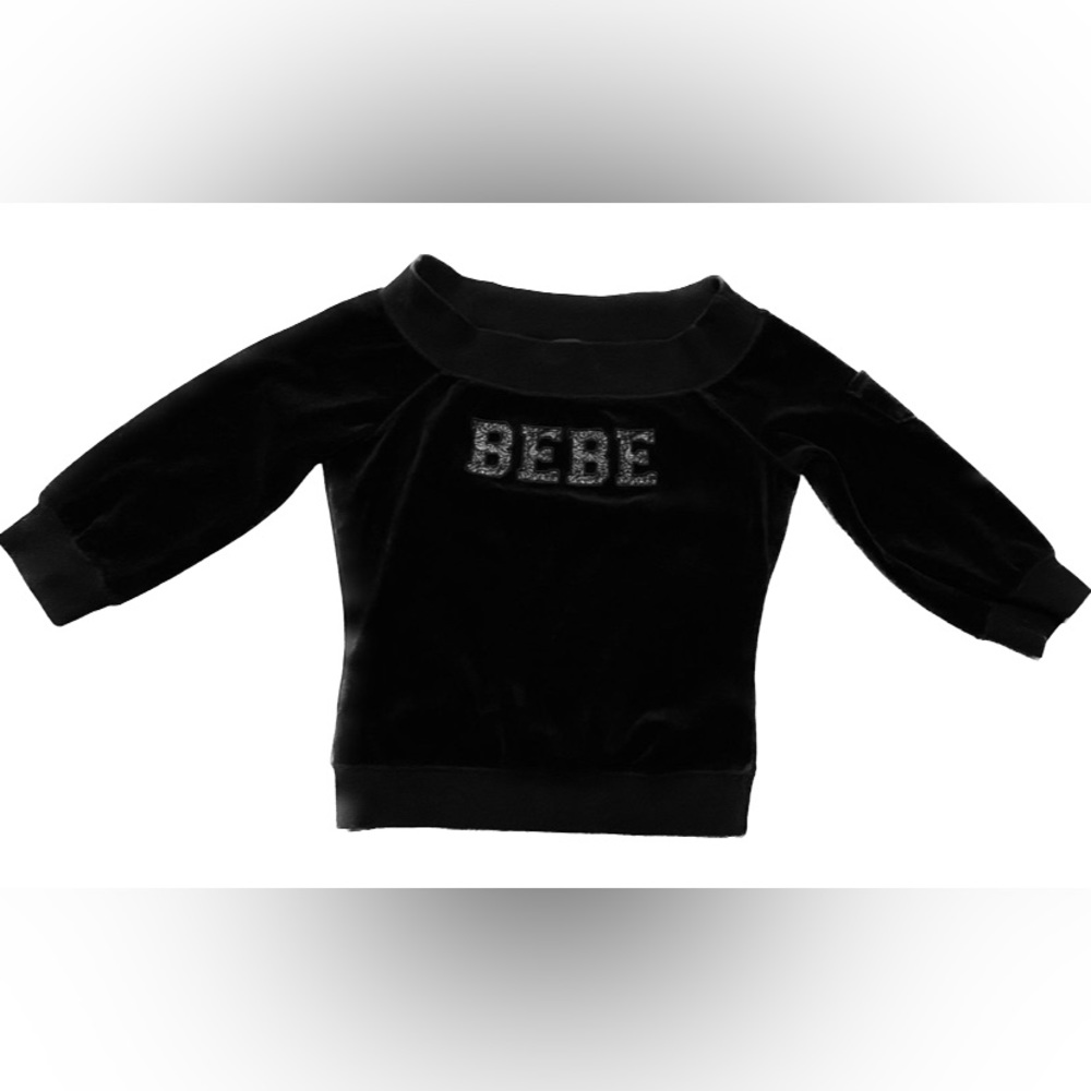 BEBE ❤️❤️ LONG SLEEVES VELOUR GRAPHIC VINTAGE Y2K - Picture 2 of 7